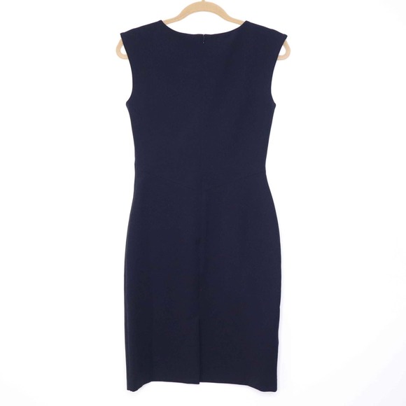 ANN TAYLOR NEW Seasonless Stretch Sheath Dress V Neck Sleeveless Navy 6 - Picture 5 of 8
